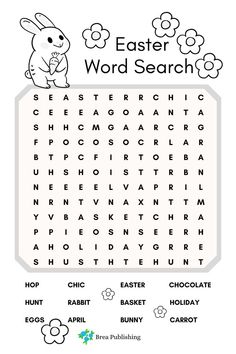 an easter word search is shown in this printable activity sheet for kids to learn how to