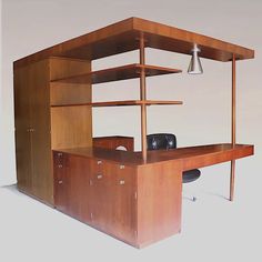 Vintage 1949 Mid-Century Modern Custom L-Shaped Office Desk by George Nelson For Sale at 1stDibs Bar Bookcase, Wardrobe Bar, Amplifier Design, Desk Wardrobe, L Shaped Office Desk, Office Desk Designs, Chicago Design, Mcm Furniture, Office Space Design