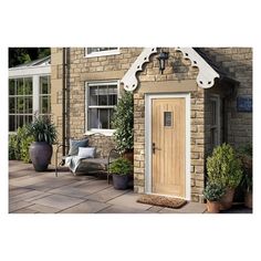 A traditionally inspired external door in oak, this is an great choice for a Cottage or barn conversion. Made with a strong dowel construction for enduring quality, it also features a lead double glazed panel, light wood inlays and raised moulding on one side. In unfinished oak, so you can give it the look that works best with your property. One of our range of oak external doors, the Cottage delivers timeless appeal in a striking  design. Our oak door range includes external doors that are easy Georgian Doors, Internal Oak Doors, Walnut Doors, Cottage Door, Hardwood Doors, External Doors