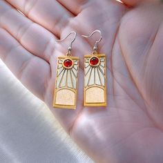 Handmade Hanafuda Rising Sun Earrings, Gold/Silver Anime Cosplay Earrings, Japanese Sun Ray Accessory Inspired by Demon Slayer and Tanjiro hanafuda earrings, rising sun, demon slayer, tanjiro earrings, anime cosplay, japanese earring, kawaii earrings, manga earring, demon earrings, anime jewelry, cosplay earrings, sterling silver, handmade earrings ✨ ITEM DETAILS ✨ 🎁 Searching for a meaningful and distinctive gift that will leave a lasting impression? Our handcrafted earrings are a perfect choice for Christmas, weddings, anniversaries, birthdays, or any special occasion! * The Rising Sun Pattern Earrings Handmade are inspired by the elegance of the rising sun motif. These earrings are carefully crafted with meticulous attention to detail, making them a thoughtful gift for yourself, your l Demon Slayer Tanjiro Earrings, Manga Earrings, Hanafuda Earrings, Tanjiro Cosplay, Cosplay Earrings, Bear Face Drawing, Japanese Earrings, Earrings Anime, Japanese Sun