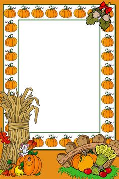 a thanksgiving frame with pumpkins and cornucts on the ground next to it