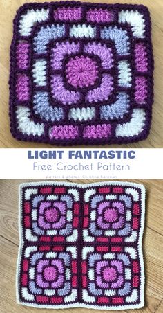 Fantastic Stained Glass Square Free Crochet Patterns - Your Crochet Stained Glass Square, Crocheted Squares, Square Patterns, Crochet Stitches Patterns