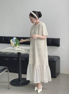 Baju Dress Korea, Pregnant Ootd, Cute Maternity Dresses, Informal Dress, Dresses For Pregnant Women, Mori Fashion, Cute Maternity Outfits, Cute Maternity