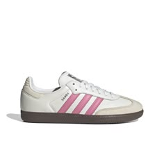 adidas Originals Samba "Cloud White/Lucid Pink/Wonder White" Women's Shoe - Hibbett | City Gear Adidas Shoes Women Pink, Cute Pink Sneakers, Pink And White Sambas, Pink Adidas Samba, Pink Sambas Outfit, Adidas Samba Pink, Sambas Adidas Women