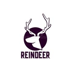 deer head with the word reindeer on white background royalty images for logos, emblems and badges