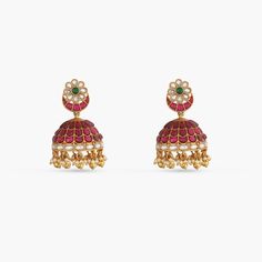 Floral Jhumki Silver Earrings Silver Jhumkas, Jhumki Earrings, Design Silver, Floral Motifs, Semi Precious Stones, Pearl Drop, Floral Motif, Gold Plating, Traditional Style