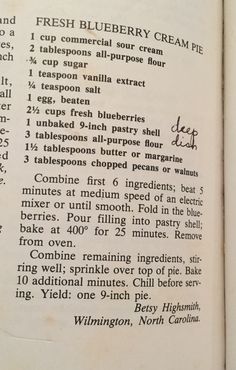 an old recipe book with instructions for making ice cream pies and other desserts