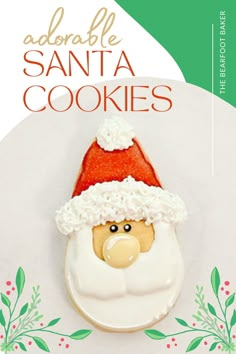 a cookie shaped like santa claus on top of a white plate