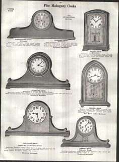 four different clocks are shown in black and white