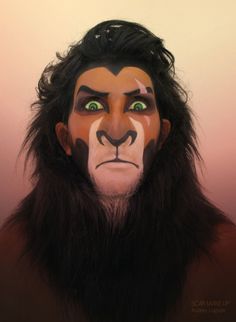 Disney villains : Scar Make up artist : Audrey Logeais Makeup Karakter, Lion King Costume, King Costume, Disney Makeup, Theatrical Makeup, Character Makeup, Halloween Tattoo