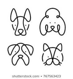 four dog's faces with different shapes and sizes