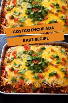 two pictures showing how to make an enchilada bake