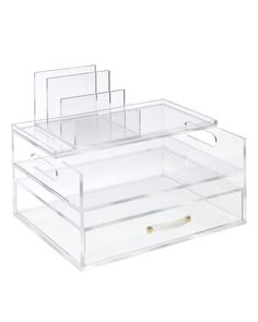 Acrylic Compact Organization Solution | russell+hazel Teachers Desk Ideas, Clear Desk, File Boxes, Acrylic Medium, Desk Organiser, Desk Organizer Set, Desk Essentials, Desk Tray, Desk Organization Office