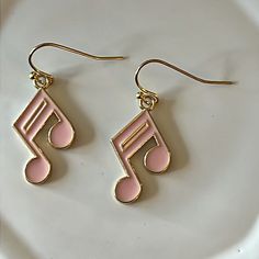 Musical Note Made With Enamel And Gold Plated Earwire. *Musical Note 1” *Gold Plated Earwire Music Notes Jewelry, Music Note Accessories, Musical Note Earrings, Cheap Music-themed Earrings For Pierced Ears, Music-themed Charms Jewelry For Gifts, Musical Note, Gold Plate, Plating, Jewelry Earrings