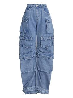 High Waist Wide Leg Denim Casual Denim Pants, Patchwork Denim, Jeans Cargo, Chic Blouses, Patchwork Jeans, Winter Fits, Baggy Pants, Pantalon Large, Moda Vintage