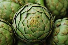 an artichoke is shown in close up view