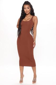 Taupe Midi Dress, Coral Outfit, Taupe Fashion, Dresses Fashion Nova, Fashion Nova Outfits, Sweater Dress Midi, Curve Dresses, Midi Dress Sleeveless, Brown Fashion