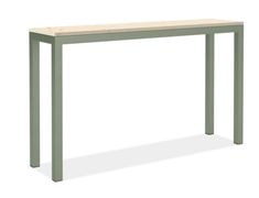 an image of a long table with legs in grey and light green color on white background