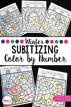 winter subtizing color by number activity for kids to practice numbers in the classroom