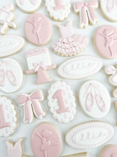 baby shower cookies with pink and white icing