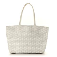 This is an authentic GOYARD Goyardine Artois PM White.This tote is crafted of goyardine-coated canvas with its iconic chevron pattern. It features a white leather trim including strap handles, top trim, and protective corner patches. The top zipper opens to a spacious off-white canvas interior with a hanging patch pocket. Designer White Bag With Canvas Lining, White Designer Bag With Canvas Lining, Designer White Bags With Canvas Lining, White Monogram Canvas Bag With Leather Trim, White Monogram Canvas Bags With Leather Trim, White Goyard Tote, Go Yard Bag, Goyard St Louis Tote, School Handbags