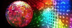 an abstract disco ball with colorful lights in the background