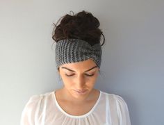 Gray Winter Headband Knitted Ear Warmer Fall Headband by Suvaya Knit Turban Headband, Fall Headband, Headband Knitted, Headband Knit, Fall Headbands, Gray Headband, Knit Turban, Headband Ear Warmer, Winter Headband