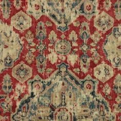 Red Navy Blue Beige Ikat Ethnic Drapery Fabric / Moroccan Red RMIL15 | eBay European Manor, Moody Farmhouse, Old World Design, Ranch Horse, Bungalow Cottage, Fishing Cabin, Living Room Upholstery, Hydrangea Print, Cattle Ranch