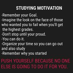 a poster with the words studying motivation on it