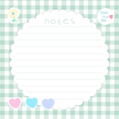 an empty notepad with hearts and flowers on a checkered tablecloth pattern background