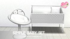 a simple baby set is shown in this image, with the bed and crib next to it