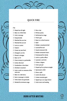 a printable fire checklist with the words'quick fire '