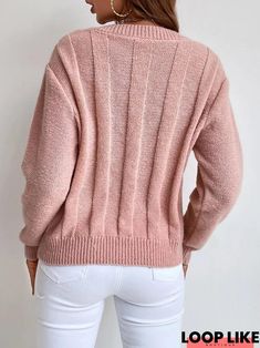 Casual Solid Cable Knit Sweater Knit Sweater Pink, Wool Knitting, Cable Knit Jumper, Autumn Collection, Top Design, Cable Knit Sweater, Knit Jumper, Cable Knit, Knit Sweater