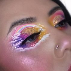 Chantal 🎨 on Instagram: “One last pride related look, but in pastel, before the month ends 🌈  Sorry for the constant clouds + sparkles looks.. they’re just so…” Rosie Core, Makeup Pride, Cloud Makeup, Slay Makeup, Rainbow Makeup, Crazy Eyes, Beat Face, Makeup Inspiration