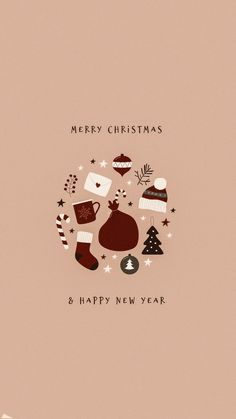 merry christmas and happy new year greeting card with an ornament in the center