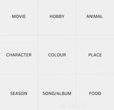 four different types of words that appear to be in the same language as each other