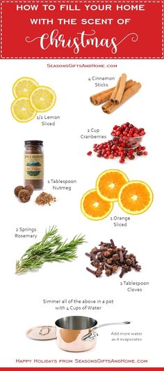 an info sheet describing how to fill your home with the scent of christmas seasoning