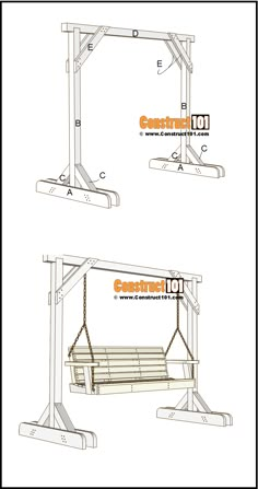 the diagram shows how to build an outdoor swing