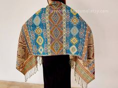 Folk Style Handwoven Shawl, Handwoven Folk Shawl One Size, Winter Bohemian Shawl With Woven Motifs, Traditional Woven Winter Shawl, Bohemian Shawl With Woven Motifs For Winter, Bohemian Pashmina Scarves, Bohemian Pashmina Shawl Wrap, Bohemian Pashmina Scarf One Size, One Size Bohemian Pashmina Shawl