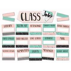 the class planner stickers are pink, green and black