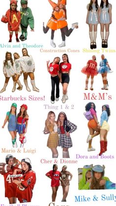 many different types of people in costumes for halloween or any time of the year, including girls and boys