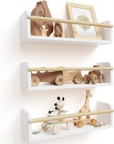 Decorative Nursery Bookshelves for Kids - Set of 3 Easy to Install Floating Shelves for Wall Mount - Beautiful Hanging Organizer Furniture for Your Baby Boy or Girl'S Bedroom and Play Room Decor Bookshelves For Kids, Install Floating Shelves, Nursery Wall Shelf, Nursery Bookshelves, Baby Bookshelf, Decorative Bookshelves, Kids Bookshelf, Nursery Bookshelf, Shelves For Wall