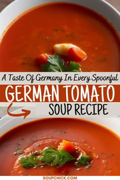 German Tomato Soup Recipe German Tomato Soup Recipe, German Tomato Soup, German Soups And Stews, Goulash Soup German, German Soup Recipes, German Cabbage Soup Recipe, German Soups, German Soup, Cold Sandwich Recipes