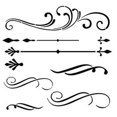 an ornate set of calligraphics and dividers in black on a white background