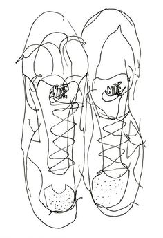 a drawing of two shoes with laces on them