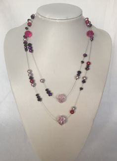 "*Handmade items, one-off designs *Materials: magnetic clasp, chunky crystal rondelles (pink/blue), metallic rondelles (purple/blue), red glass pearls, strung on quality beading wire *Necklace lengths: approximately 26\" [66 cm]  Beautiful beaded necklaces, suitable for day or evening wear. Held with a good quality attractive magnetic clasp, these clasps are so easy to use if you find hook/toggle clasps fiddly." Beautiful Beaded Necklaces, Rose Bleu, Pink Or Blue, Red Necklace, Wire Necklace, Beading Wire, Beaded Necklaces, Blue Colour, Magnetic Clasp