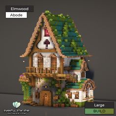 an image of a house made out of legos and wood with the words ellwood above it