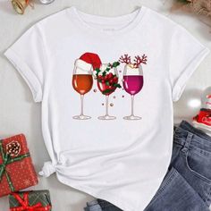 Size- Xl Material- Cotton Brand- Shein Condition- New Color- White W/Red White Casual Christmas T-shirt, Casual White Christmas T-shirt, White Casual T-shirt For Christmas, Casual White T-shirt For Christmas, Casual White T-shirt For Holiday, White Graphic Tee For Winter, White Graphic Print Top For Holiday, White Christmas Graphic Tee Tops, Holiday White T-shirt With Graphic Print