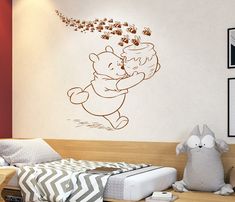 winnie the pooh wall decal in a child's bedroom