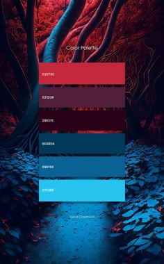 the color scheme for an art project with red and blue tones